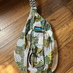 Kavu Patchwork Sling Bag - Green and White